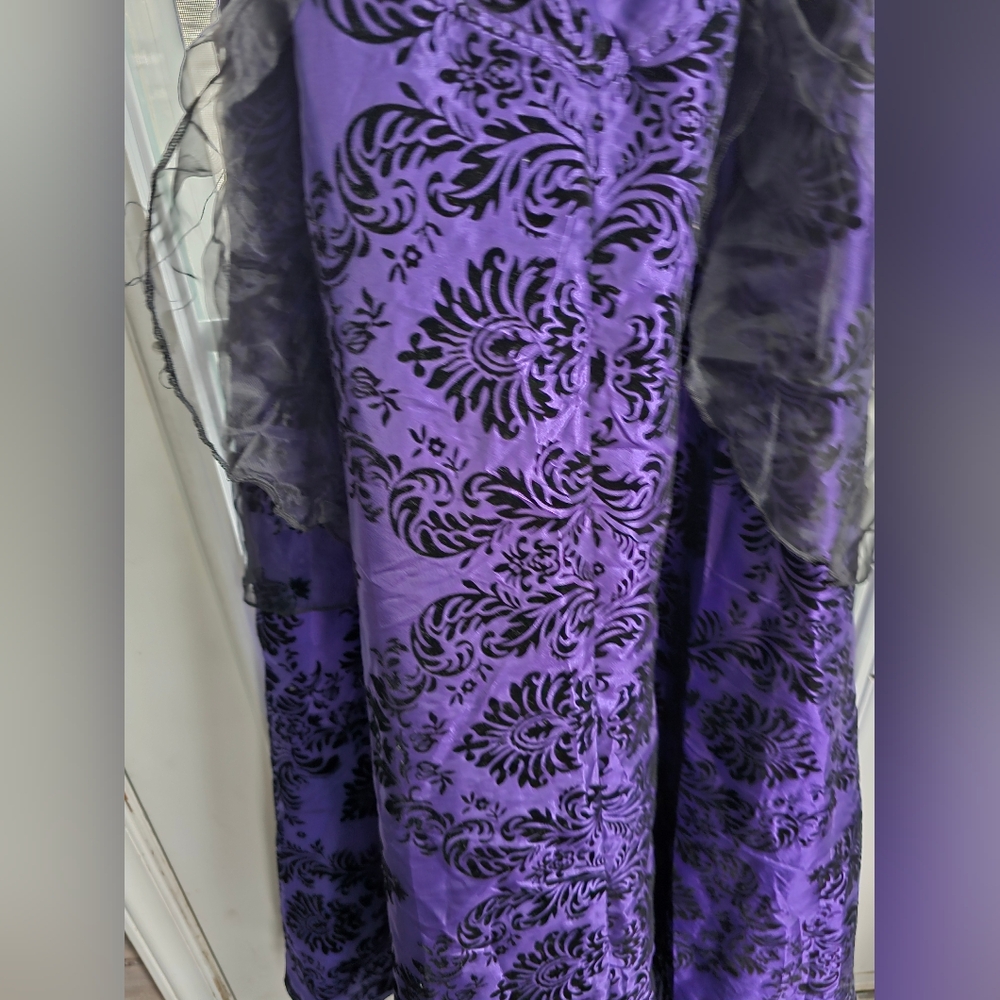 Pyramid Collection Gothic Purple Black Damask‎ Dress Steam Punk Sz L Corset Lace - Picture 4 of 16